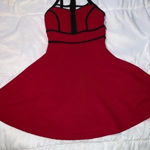 Red strappy dress!